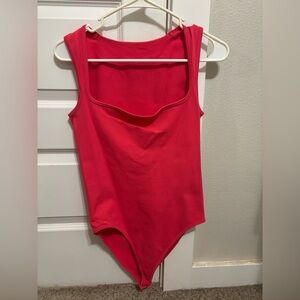 Pink square neck bodysuit